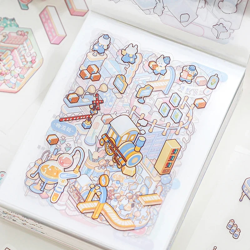3D Cartoon Landscape Sticker Book – DIY Scrapbooking Crafts Sticker Book Qme