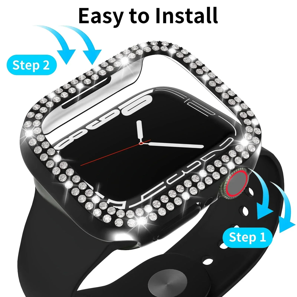 Diamond Bling Case for Apple Watch Series 9 8 7 Bumper Cover Smartwatch Case Cover Qme