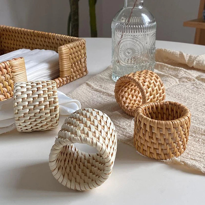 Handmade Rattan Napkin Rings – Rustic Woven Table Décor Napkin Rings Qst