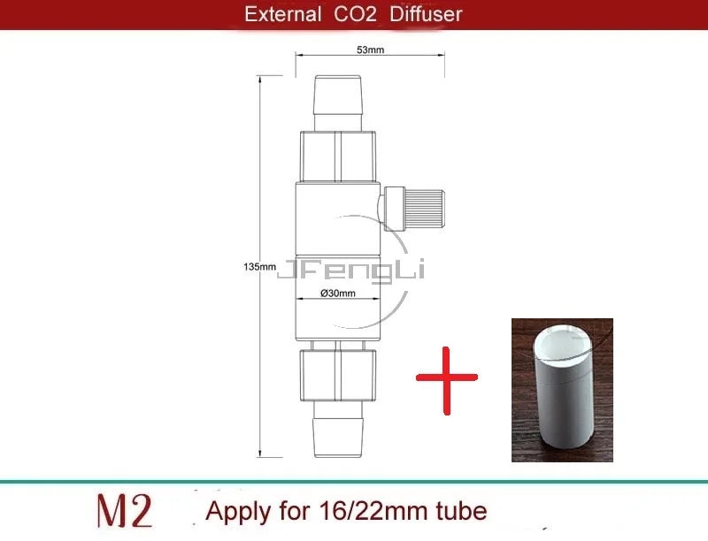Qanvee CO2 Diffuser Atomizer Reactor for Planted Aquariums CO2 Aquarium Reactor Qme M2 and M2Replace