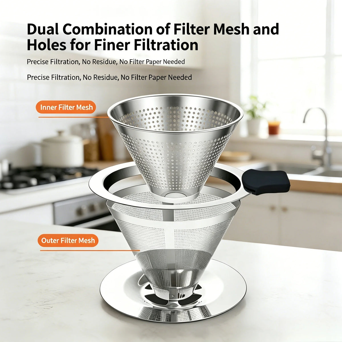 103 Reusable Stainless Steel Coffee Filter – No Paper Needed Coffee Filter Qst