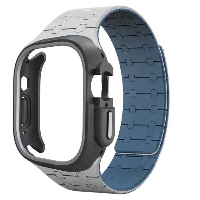 TPU Case & Silicone Band for Apple Watch Ultra 2 – 9 Colors Watch Case & Band Qme Grey BH 44mm Series SE 456