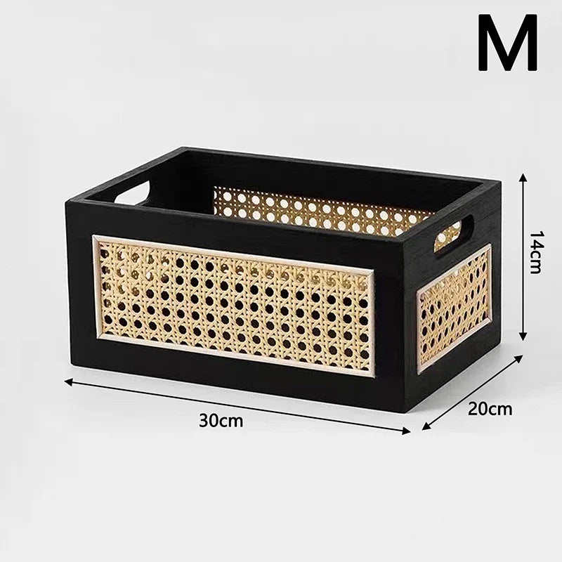 Wooden Organizer Basket Box for Cosmetics, Snacks & Home Decor Wooden Storage Basket Qme M