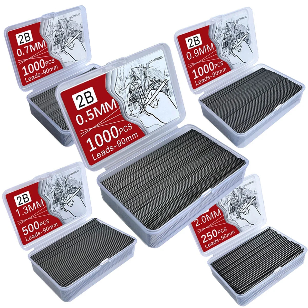Mechanical Pencil Lead Refills 0.5–2.0mm Large Capacity Pack Pencil Lead Refills Qme