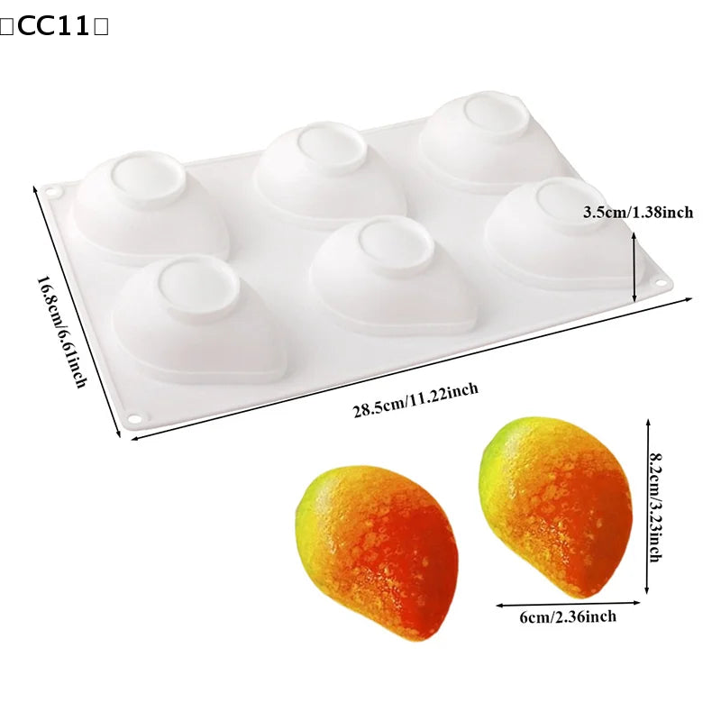Mango Fruit Silicone Mold – 6 & 12 Cavity Mousse Cake Mold Silicone Baking Mold Qme
