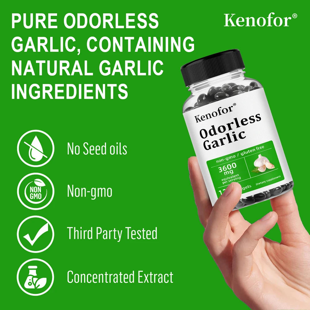 Odorless Garlic Capsules 3600mg – Antioxidant & Immune Support Herbal Supplement Qst