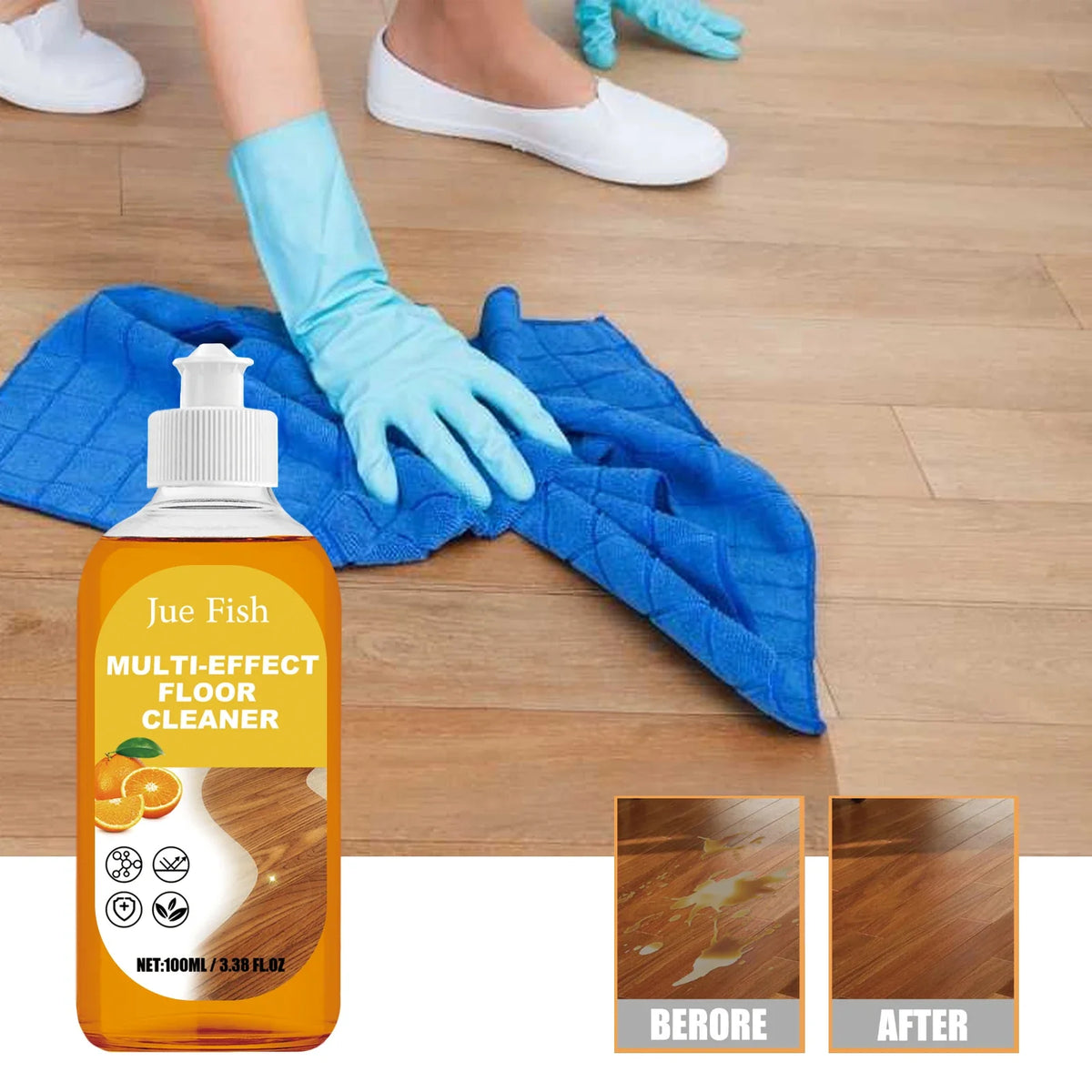 Wood Floor Brightening Cleaner, Polish & Stain Remover Floor Cleaner Qme