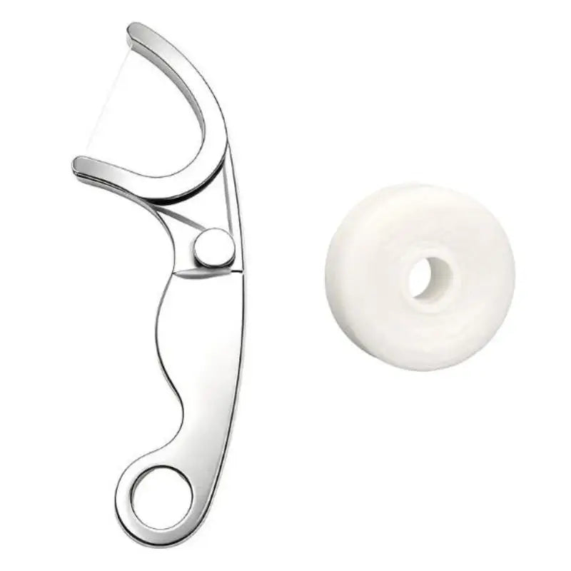 Reusable Stainless Steel Dental Floss Holder | Portable Oral Care Dental Floss Holder Qst