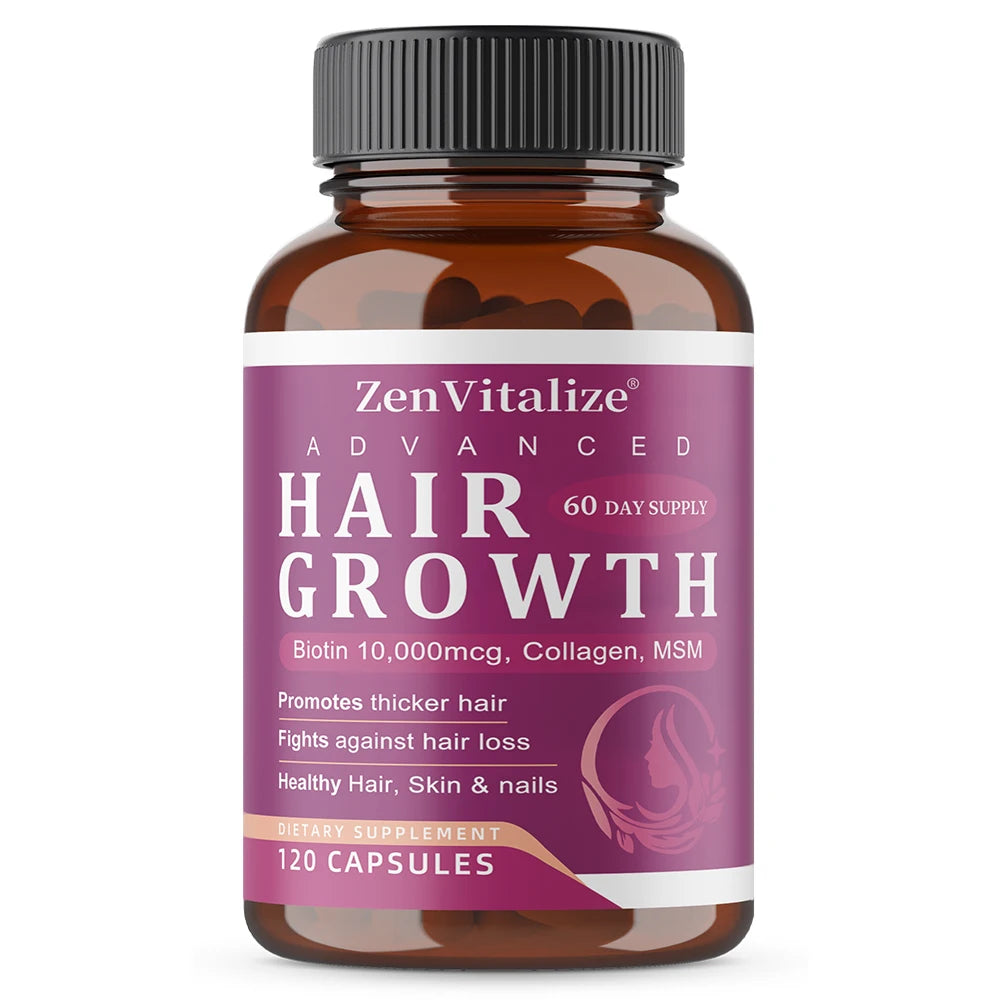 ZENVITALIZE Biotin & Collagen Hair Growth Supplements – Unisex Hair Growth Supplement Qst 120 count-1bottle