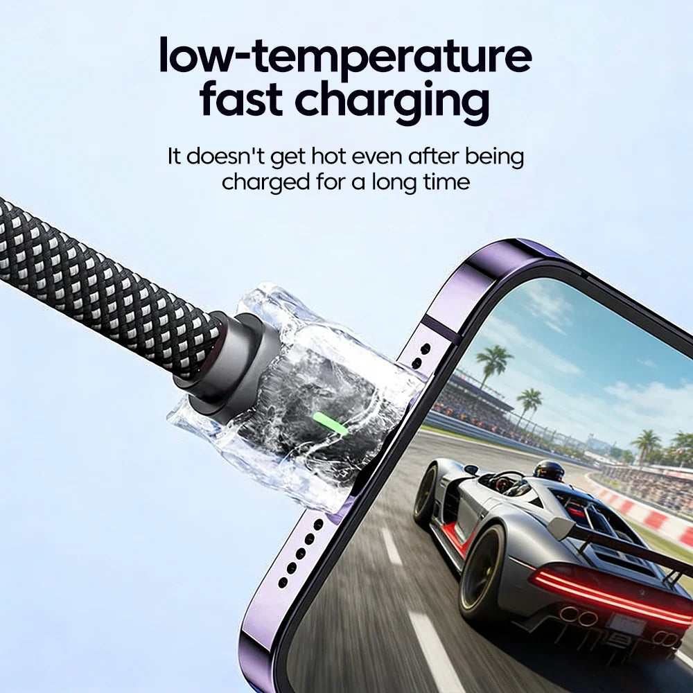 100W USB-C to USB-C 90° Braided Fast Charging Cable 6A PD USB-C Charging Cable Qme