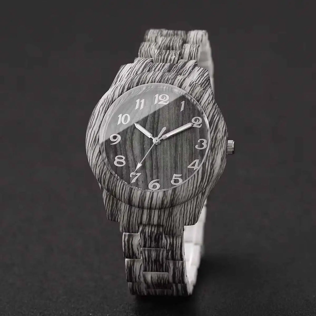 Women's Wooden Pattern Quartz Watch – Casual Fashion Timepiece Women's Quartz Watch Qme