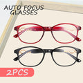VOPHA 2-Pack Auto-Focus Reading Glasses – Unisex Oval Frame Reading Glasses Qst Red Black