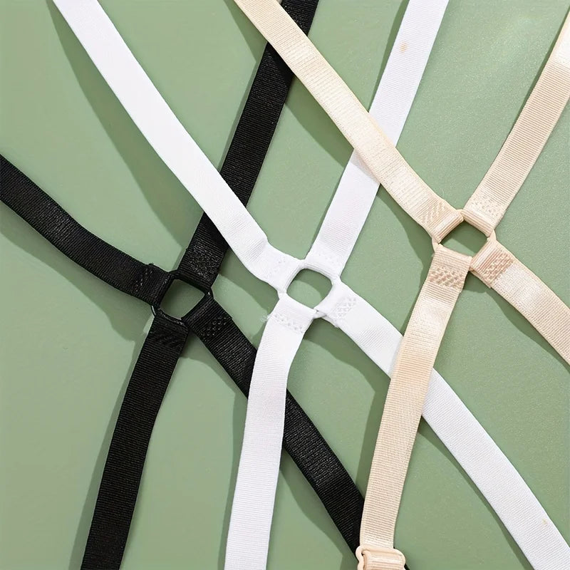 X Shape Cross Back Bra Straps – Adjustable Elastic Replacement Bra Strap Accessory Qme