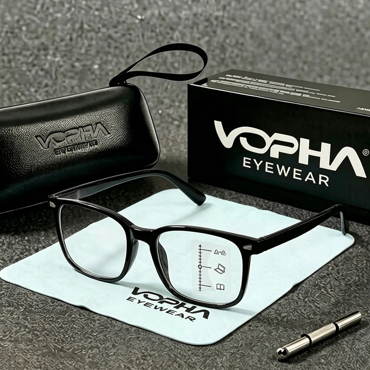 VOPHA Progressive Multifocal Reading Glasses – Blue Light Blocking Progressive Reading Glasses Qst 300 Black