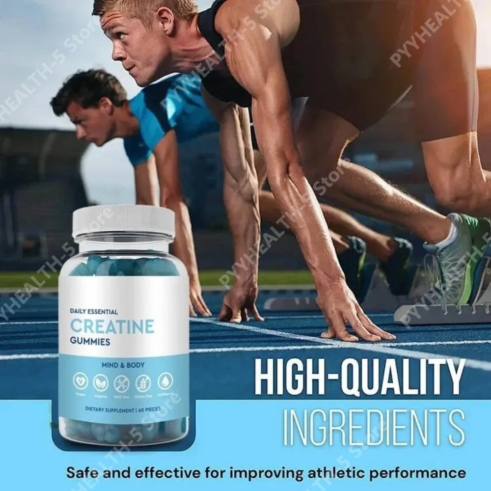 Creatine Gummies Vegan Non-GMO Gluten-Free | 60 Count Creatine Supplement Qst