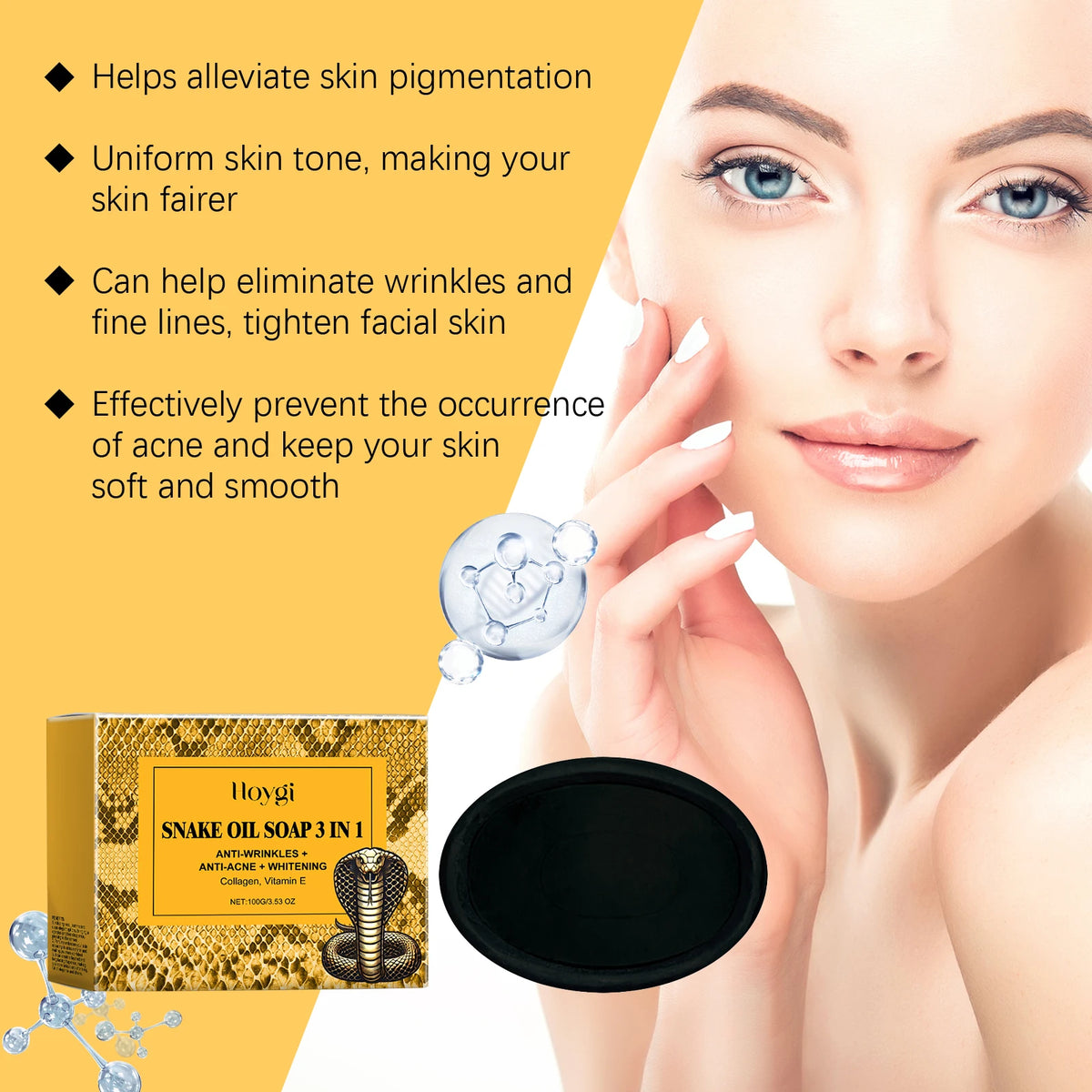 Hoygi Snake Oil Facial Cleansing Soap – Oil Control & Smooth Skin Facial Cleansing Soap Qst