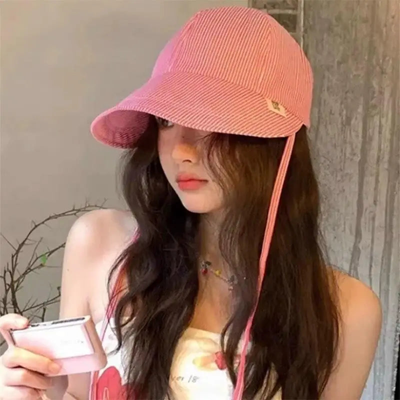 UV Protection Wide Brim Sun Hat – Unisex Striped Baseball Cap Sun Hat Qst A3