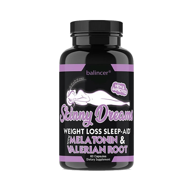 Skinny Dreams Melatonin Sleep & Appetite Support Capsules Sleep Support Supplement Qst 60 count-1 bottle