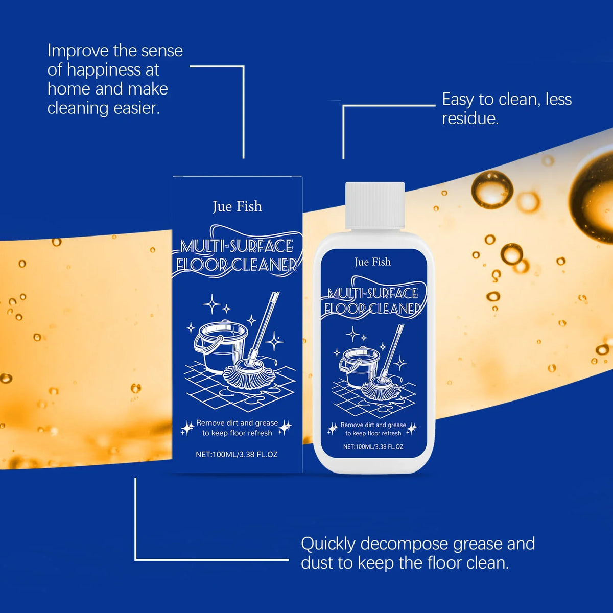 JUE FISH Multi-Surface Floor Cleaner – Fast & Powerful Floor Cleaner Qme
