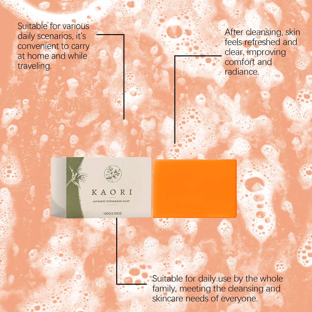 Persimmon Soap Bar – Brightening Moisturizing Face & Body Wash Brightening Bar Soap Qst