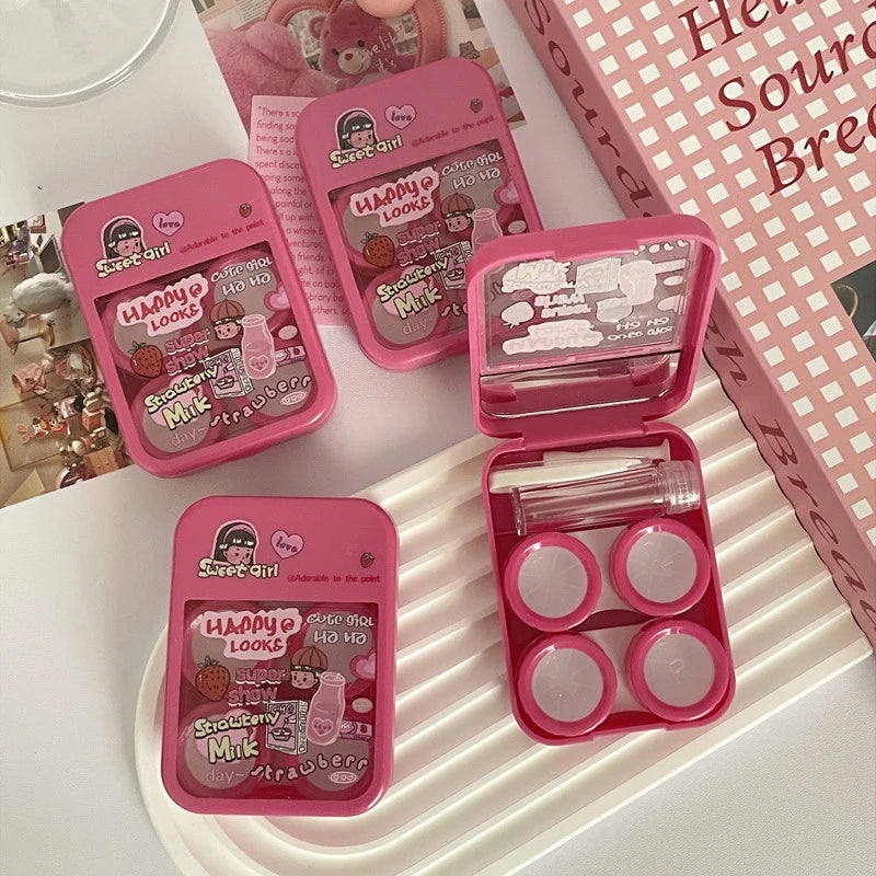 Cute Mini Contact Lens Case Travel Kit – Portable Storage Set Contact Lens Case Qst