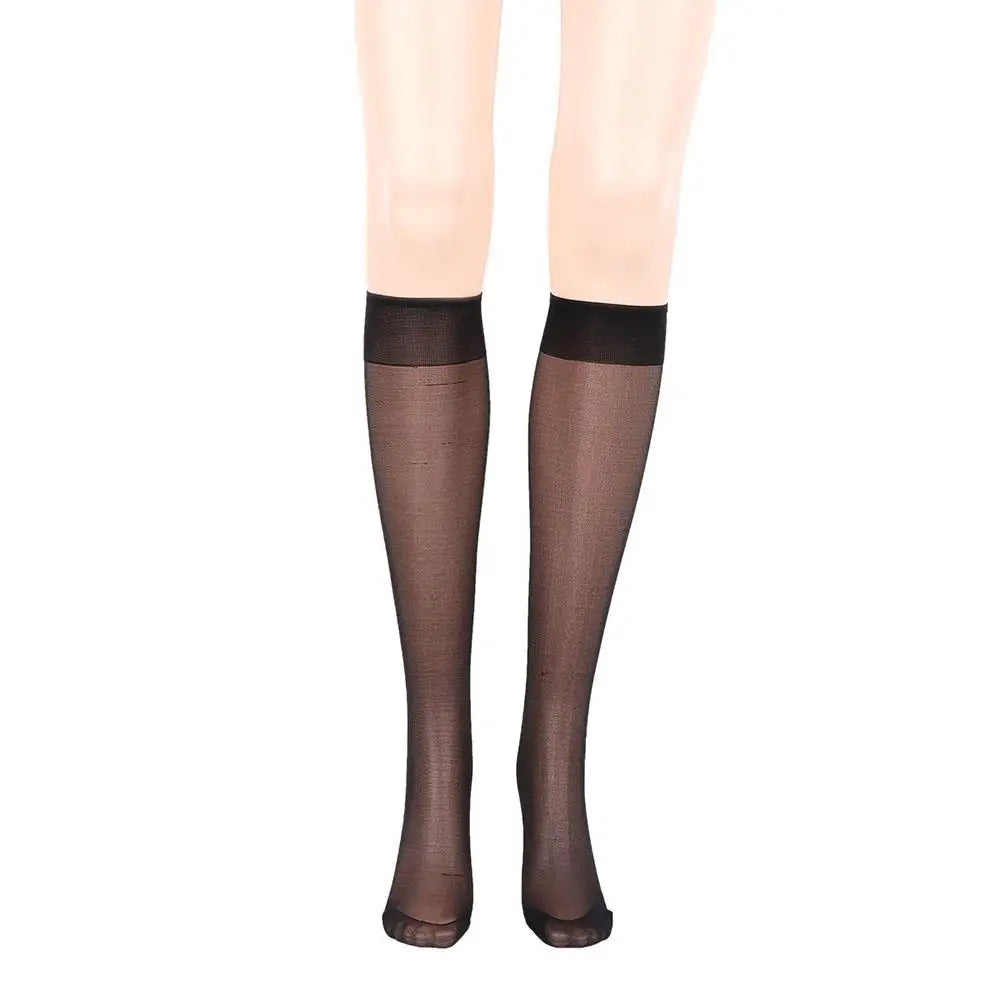 Women's Sheer Thigh High Stockings – Transparent Tights Thigh High Stockings Qme Black One Size