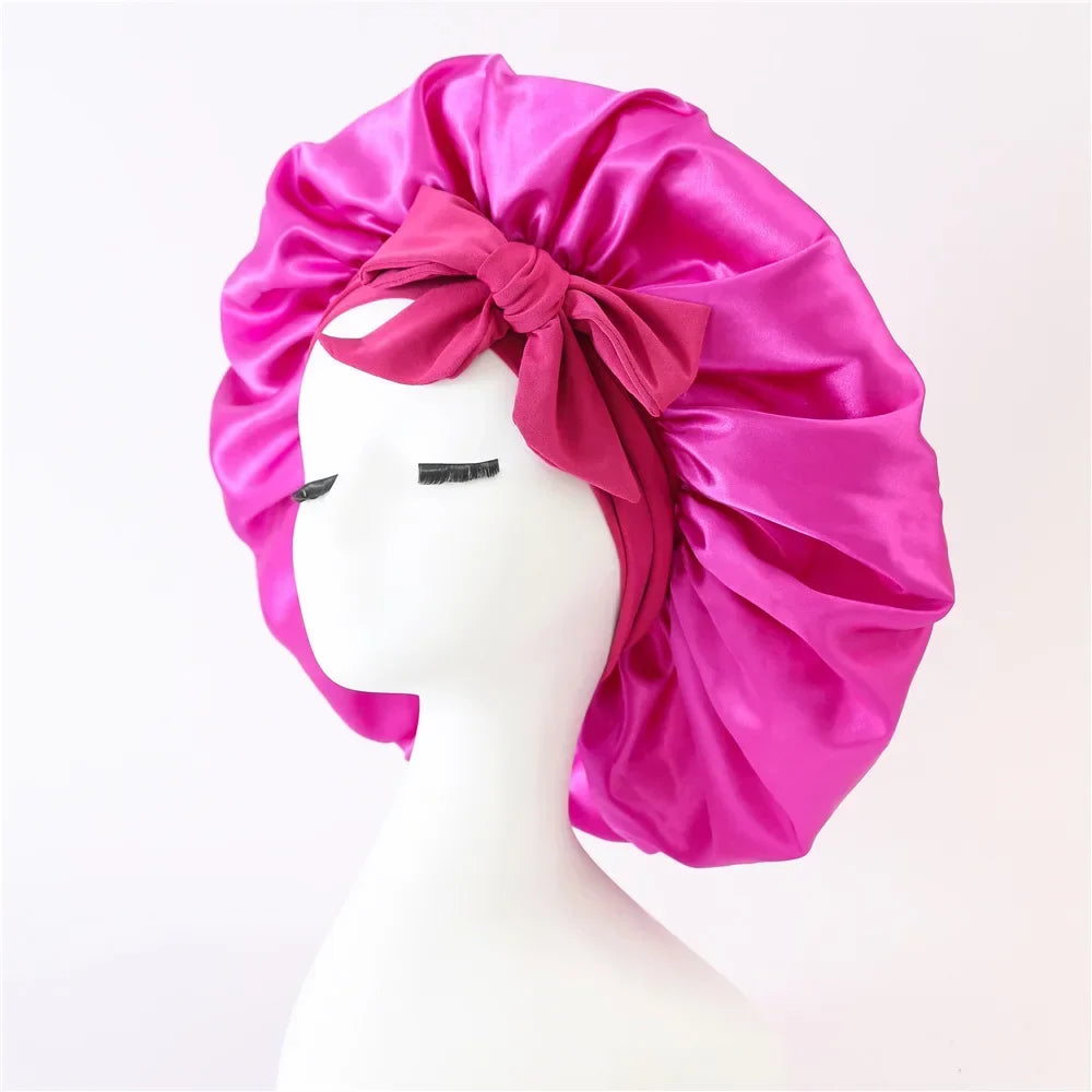 Women's Satin Sleep Cap Night Hair Bonnet – 5 Colors Satin Sleep Bonnet Qme Rose Red