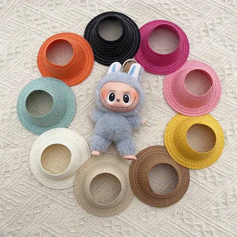 Labubu Open Straw Hat – Rustic Doll Party Accessory | 6 Colors Doll Hat Accessory Qme