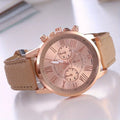 Geneva Disc Belt Quartz Wrist Watch – 15 Multicolors | Qme Fashion Wrist Watch Qme khaki