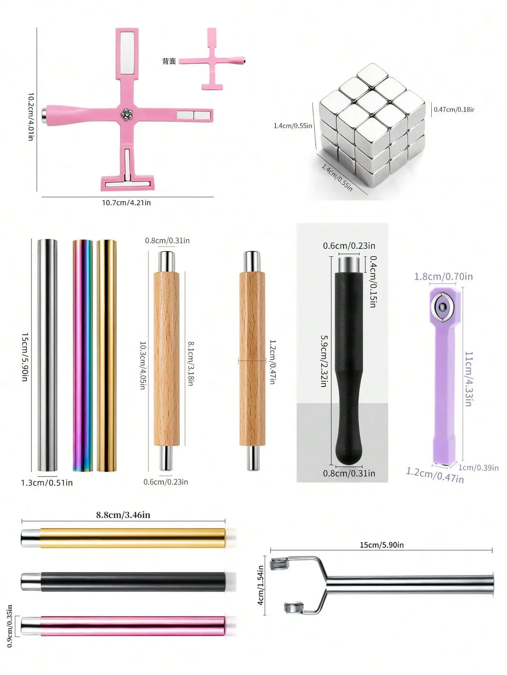 Qme 5-in-1 Cat Eye Nail Art Magnet Cross Tool | DIY Manicure Nail Art Magnet Tool Qme