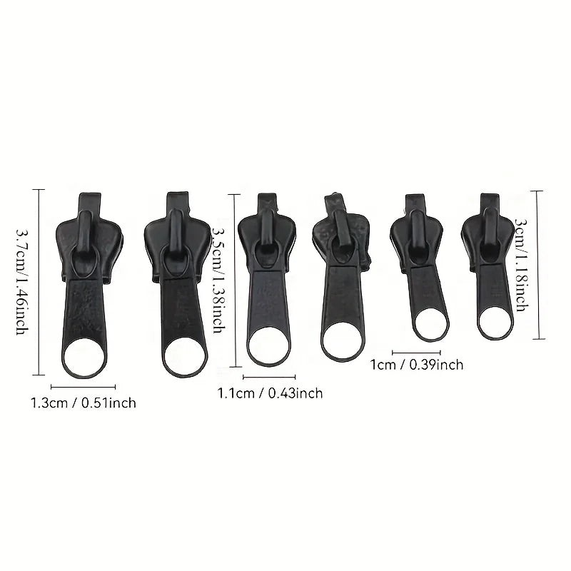 Universal Zipper Repair Kit – 6 pcs Metal Replacement Sliders Zipper Repair Kit Qme