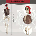 Halloween Skeleton Pirate Prop | Movable Joints Spooky Decor Halloween Skeleton Prop Qme as shown China Mainland