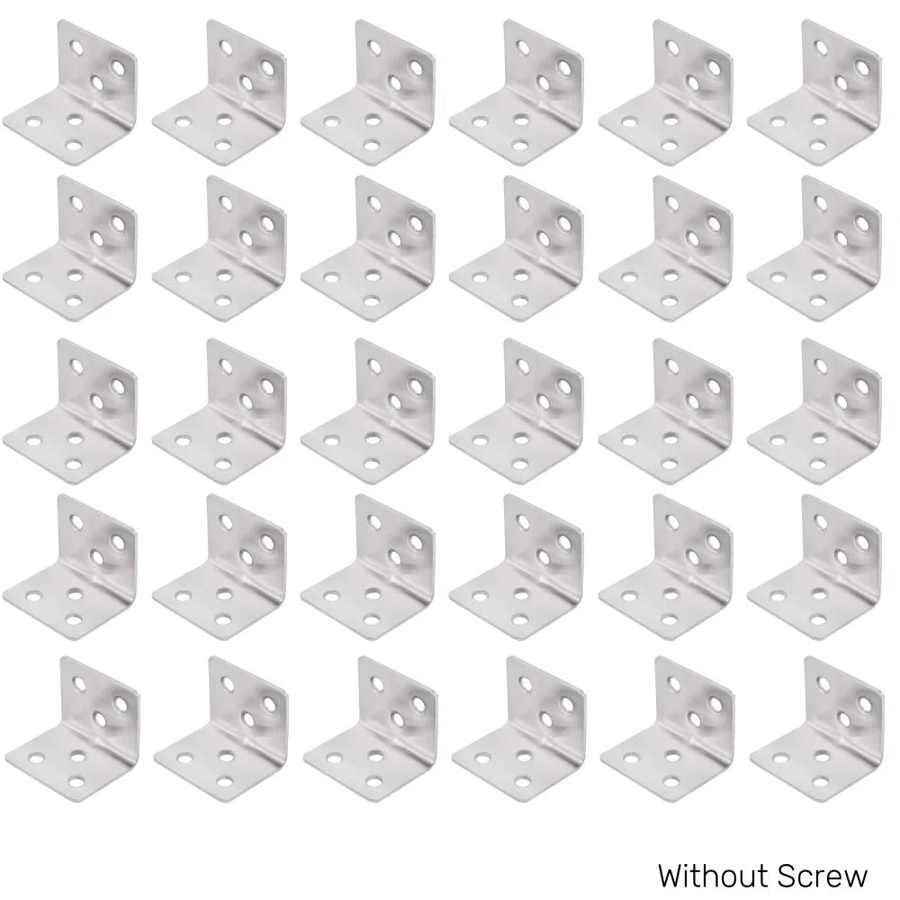 Stainless Steel L-Shaped Bracket 90° Shelf Board Connector Corner Shelf Bracket Qme 30pcs