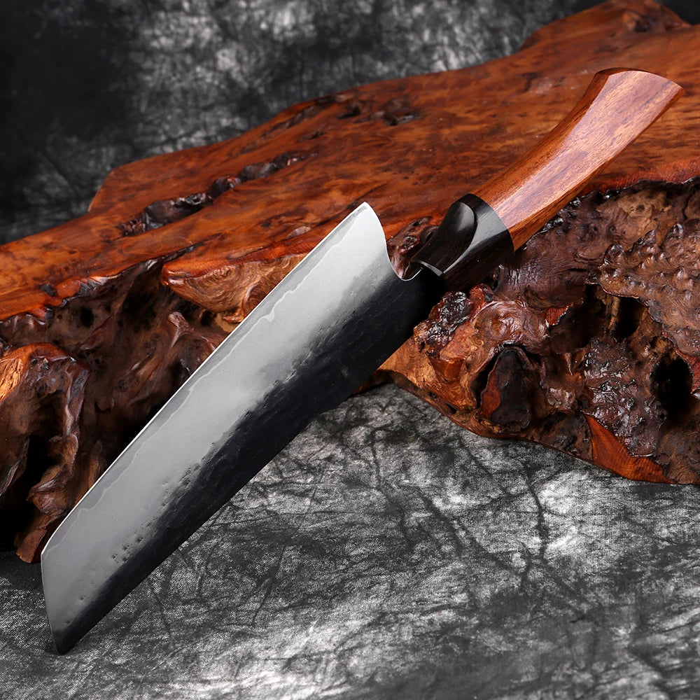 XITUO 7" Japanese Nakiri Knife – Hand Forged Damascus Steel Japanese Kitchen Knife Qst