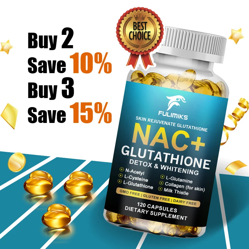 NAC + Glutathione Supplement – Antioxidant & Skin Wellness 120ct Dietary Supplement Qst