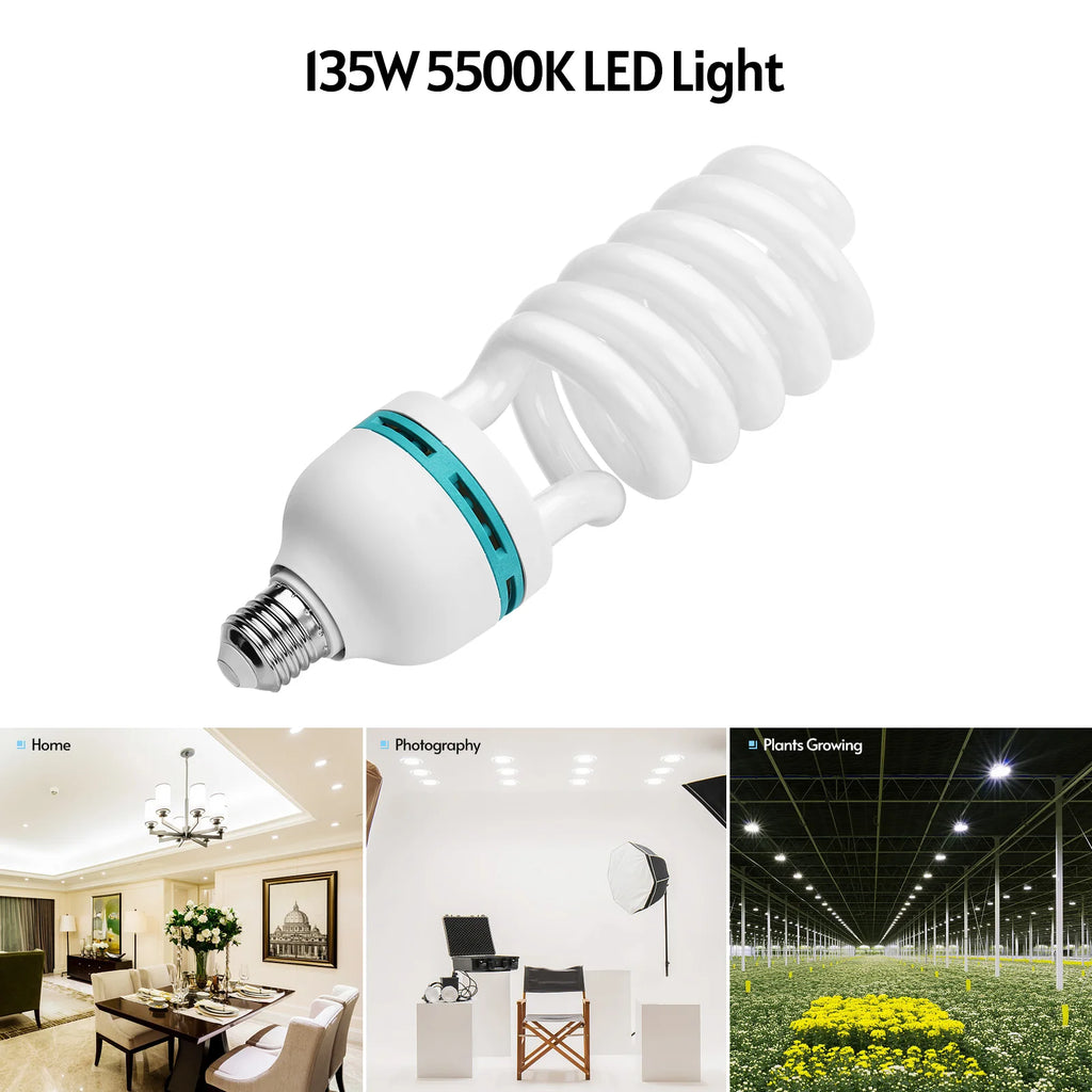 Andoer 135W 5500K Daylight Spiral Bulb E27 – Studio Lighting Studio Light Bulb Qst