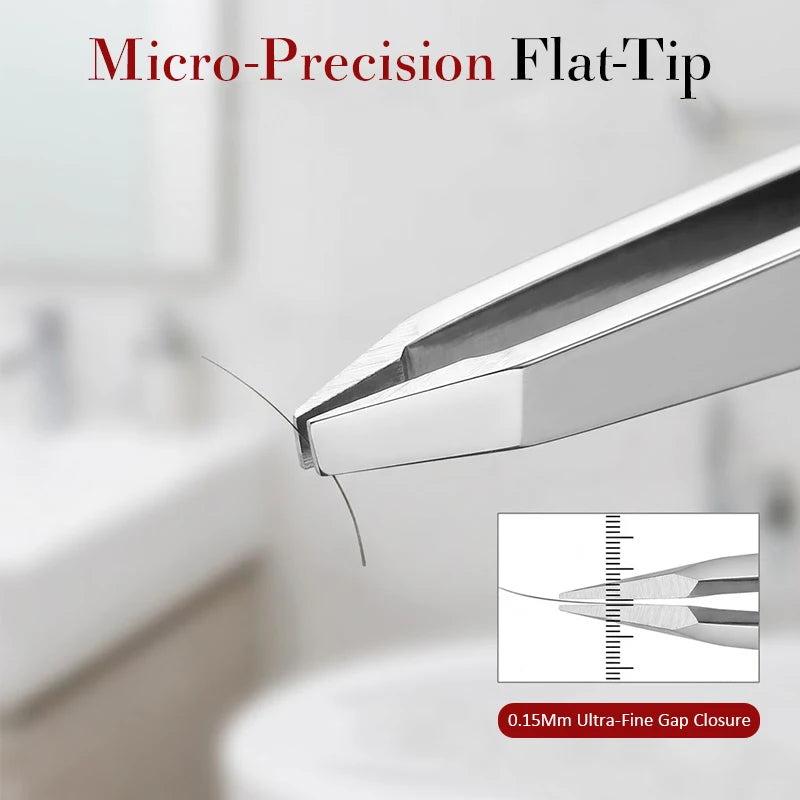 Precision Slant Eyebrow Tweezers with Travel Case – Stainless Steel Eyebrow Tweezers Qst