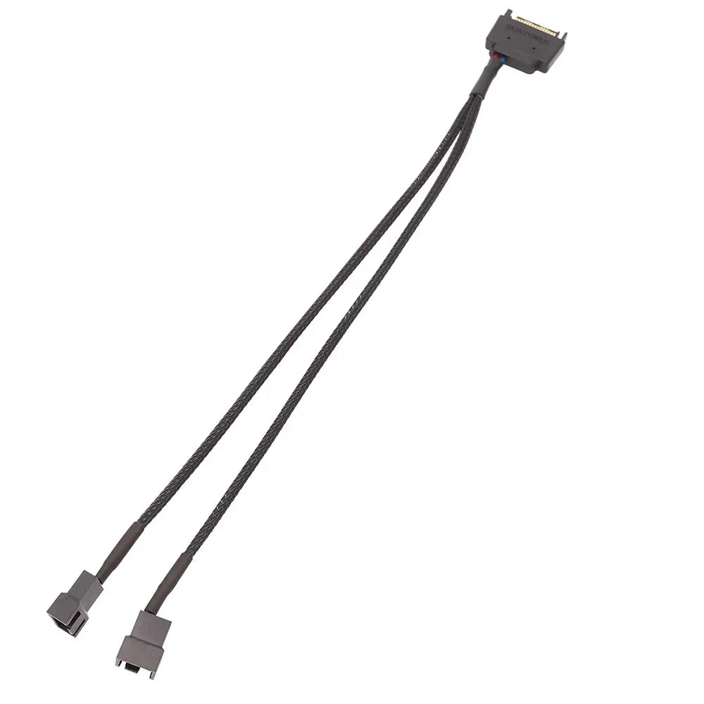 12V 4-Pin Molex Fan Splitter Cable – 6-Port Black Sleeved Fan Splitter Cable Qme 1 in 2