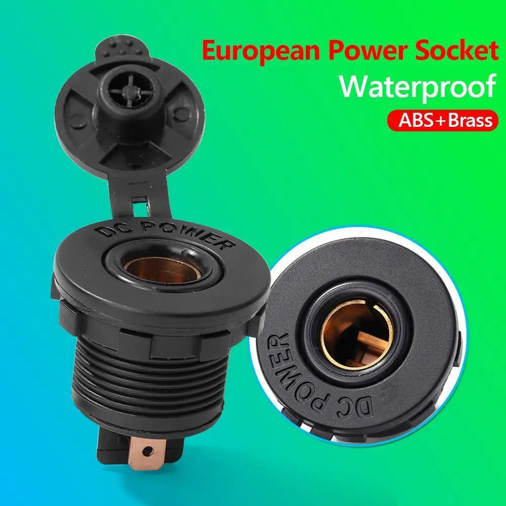 12V DIN Socket Panel Mount & Weather Cap – Car Boat Motorcycle Vehicle Power Socket Qme