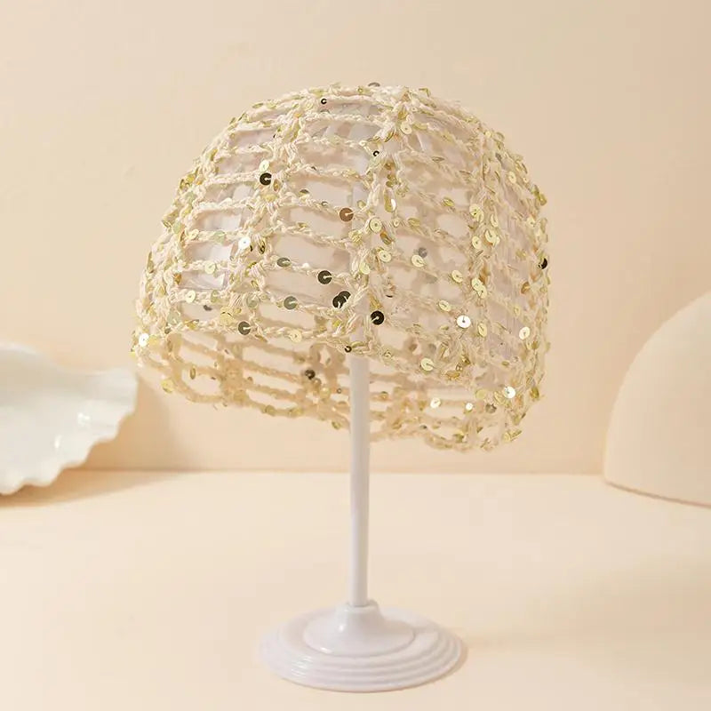 Y2K Glitter Sequined Knit Beanie Hat – Shiny Street Style Knit Beanie Hat Qst A3