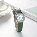 Women's Square Analog Quartz Watch – PU Leather Strap, 5 Colors Analog Quartz Watch Qme green No