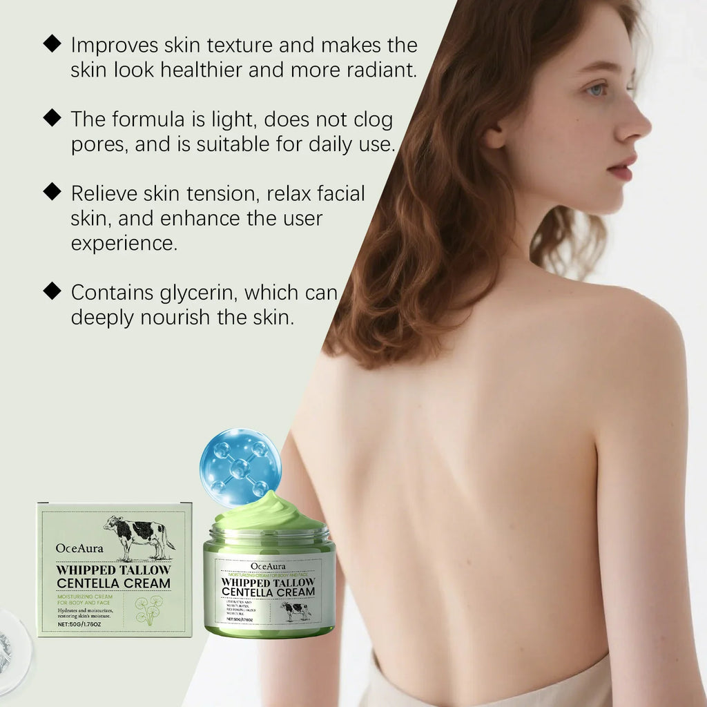 Whipped Tallow Centella Cream – Face & Body Hydrating Moisturizer Hydrating Face Cream Qme