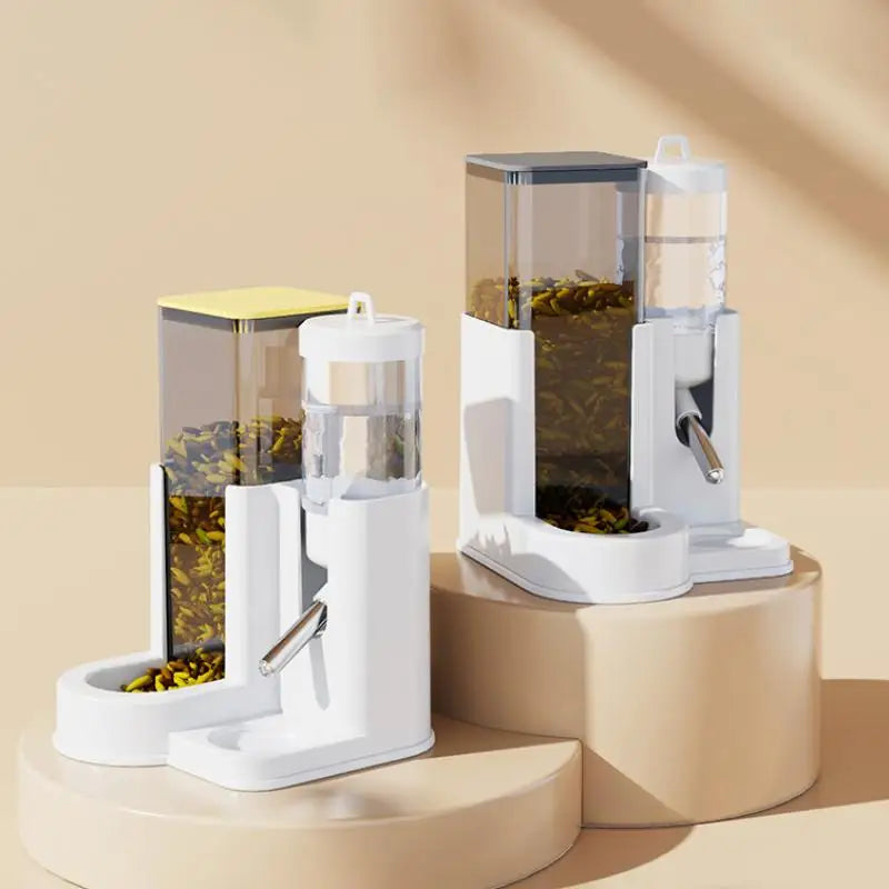 2-in-1 Automatic Hamster Feeder & Leakproof Water Dispenser Pet Feeder Waterer Qst