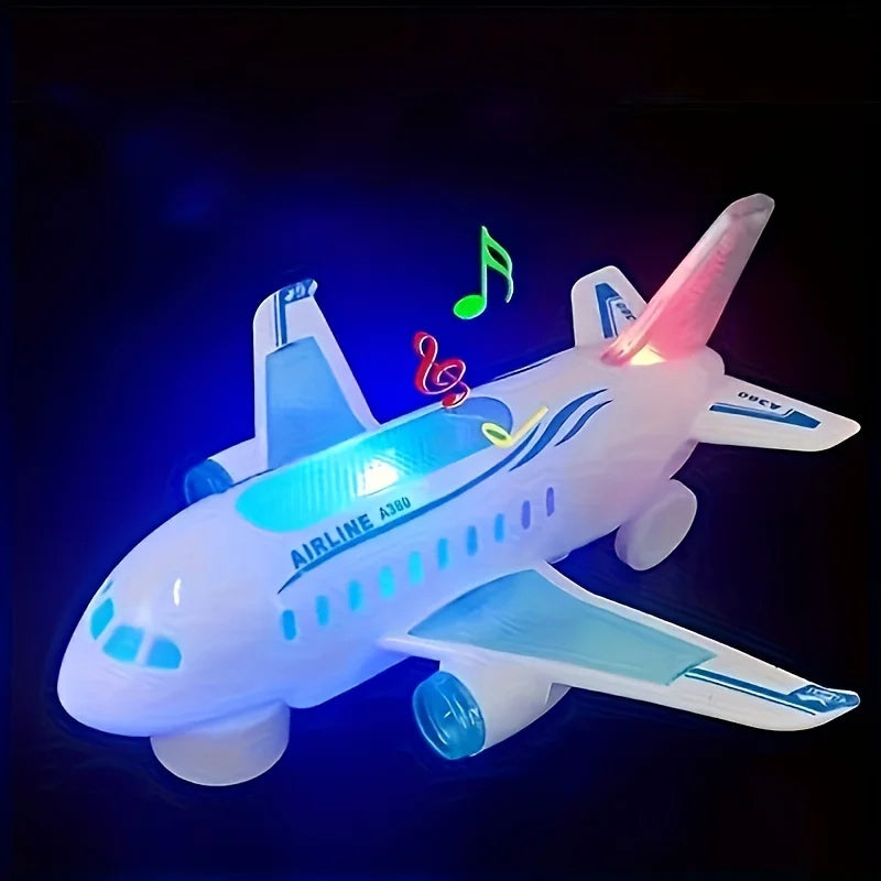 Electric Toy Airplane Flashing LED Lights & Sounds – Bump Go Electric Toy Airplane Qme