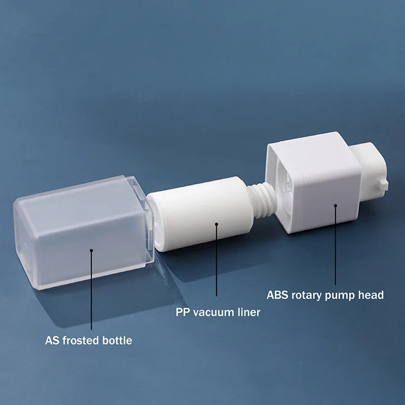 Square Vacuum Pump Bottles – Refillable Travel Dispensers 15/30/50ml Cosmetic Dispenser Bottle Qme