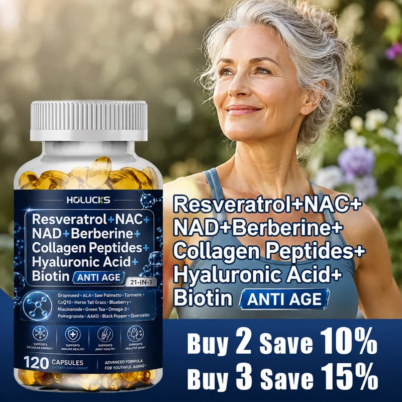 HOLUCKS NAD+ CoQ10 Turmeric Wellness Supplement – 60 Capsules Wellness Supplement Qst