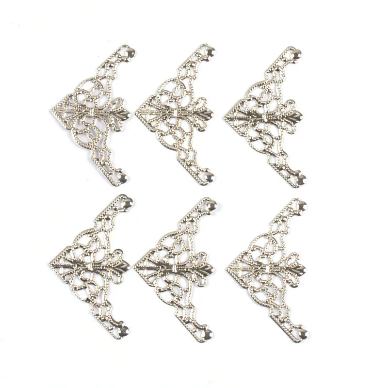 Antique Metal Filigree Corner Protector Wraps – Set of 3 Filigree Corner Wraps Qme Silver