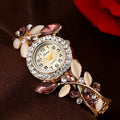 Girls Flower Alloy Band Stainless Steel Quartz Watch Fashion Quartz Watch Qme Wine No