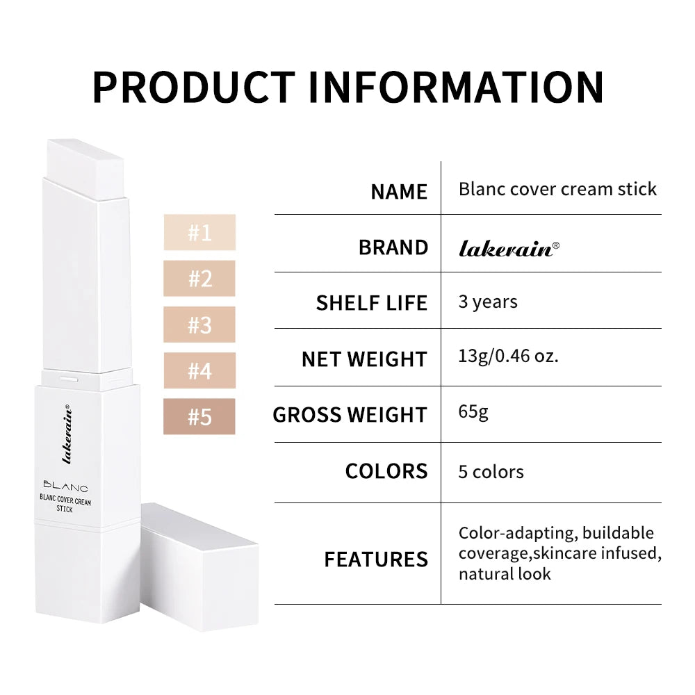 Lakerain Color-Changing Foundation Stick with Brush – Matte Foundation Stick Qst