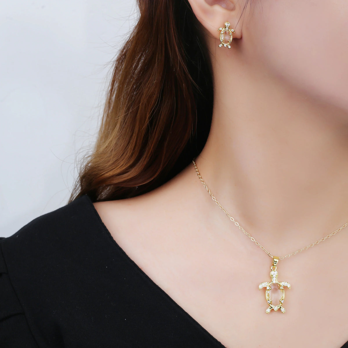 Dragonfly & Turtle Zirconia Necklace & Earrings Set | 5 Designs Jewelry Set Qme